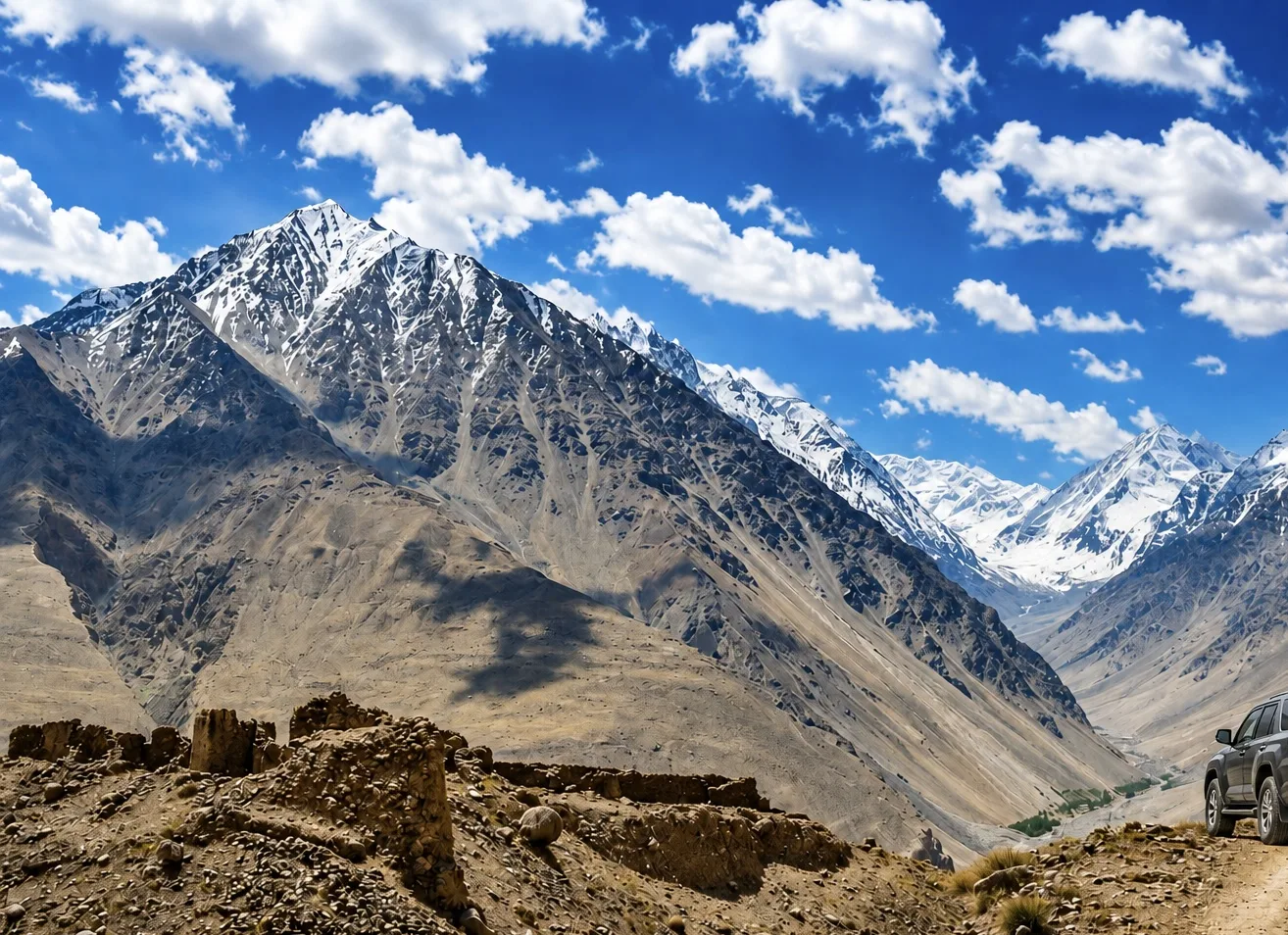 Mountain road transportation through Afghanistan