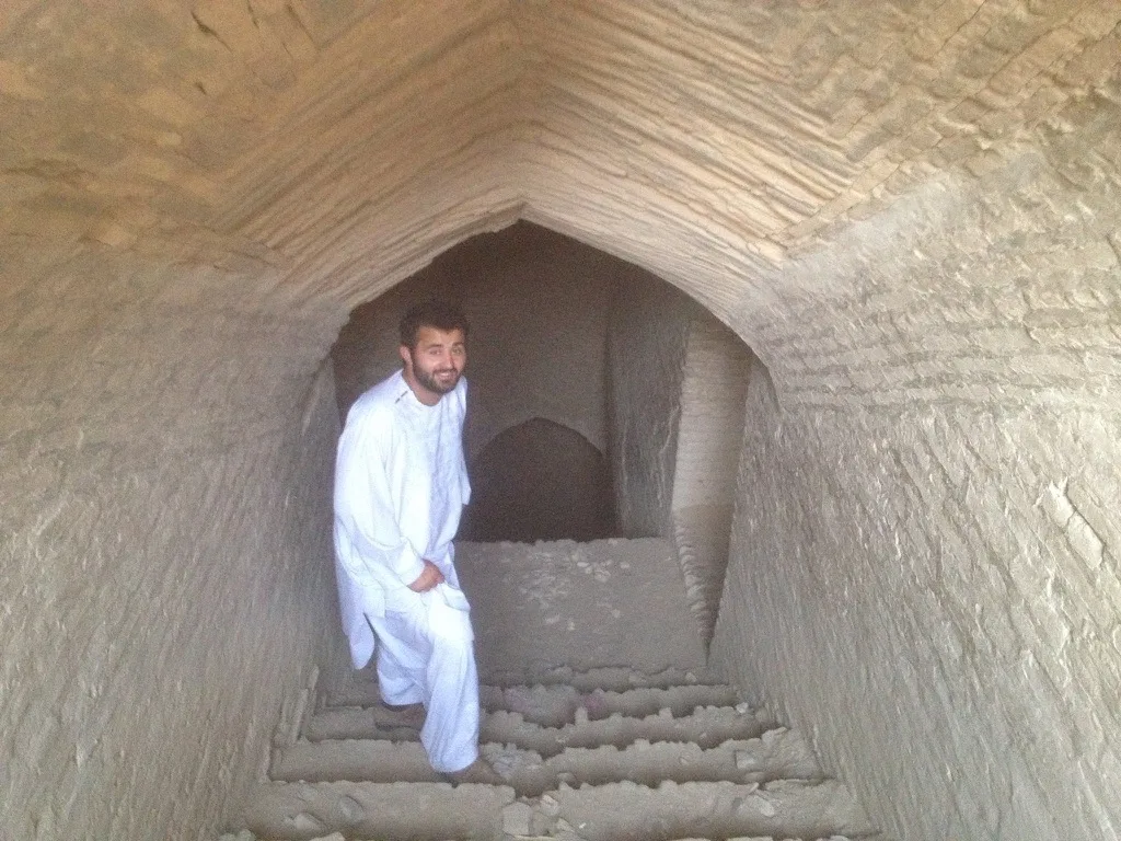 Historic underground staircase at an Afghan heritage site